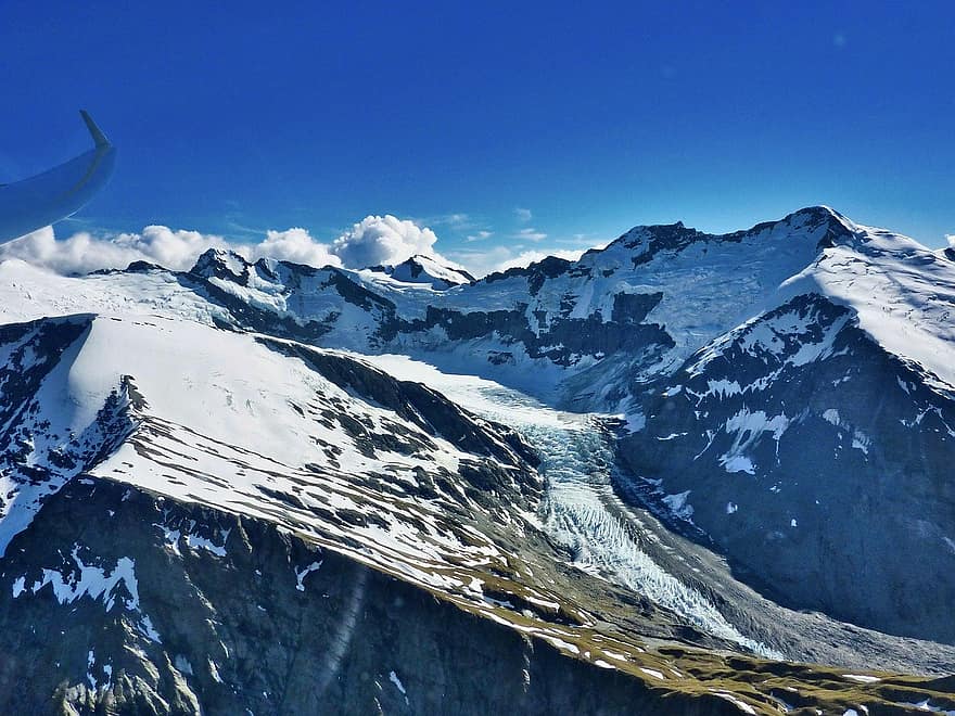 Gletscher, Berge, Winter, Jahreszeit, Schnee, alpin, Alpen, Berg, Landschaft, Gipfel, Blau