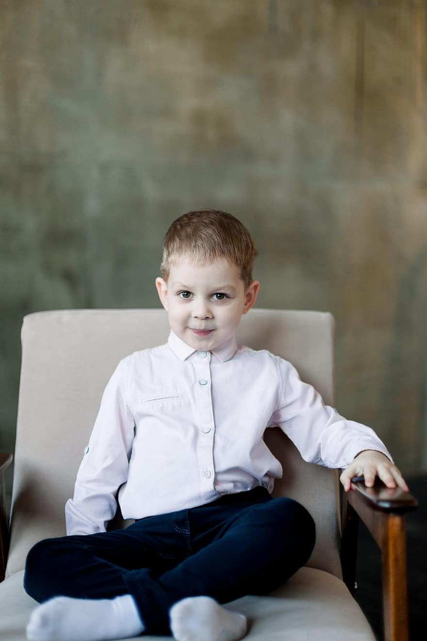 Kid, Boy, Sitting, Cute, Adorable, Child, Young, Charming, Son, Pose, Portrait