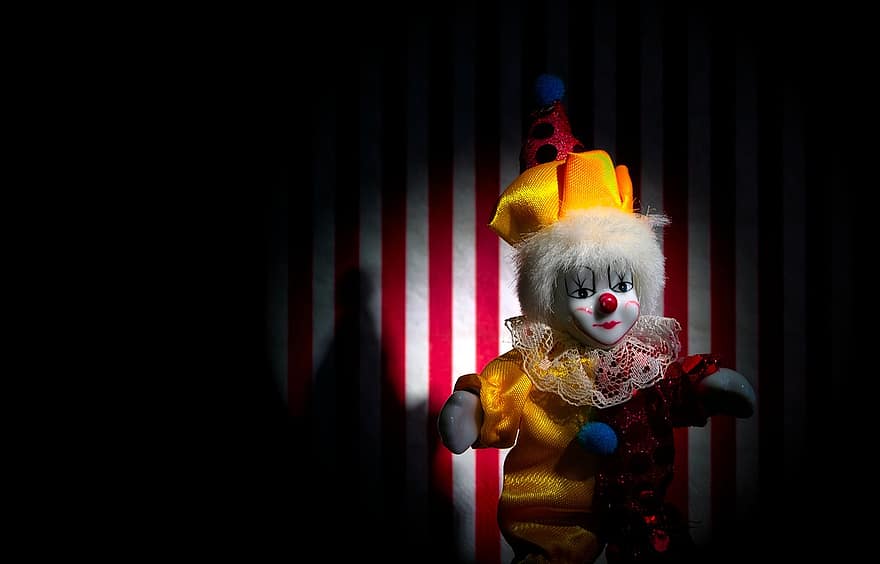 clown, marionet, circus, laten zien