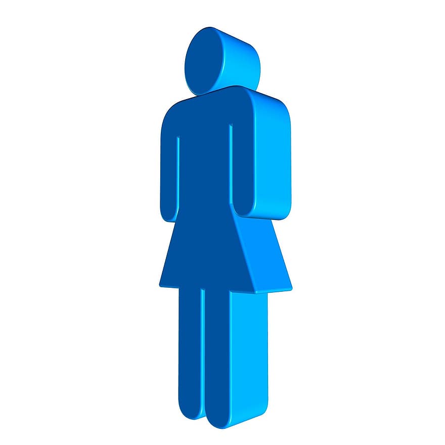 kvinde, silhuet, legeme, figur, tredimensionale, 3d, blå