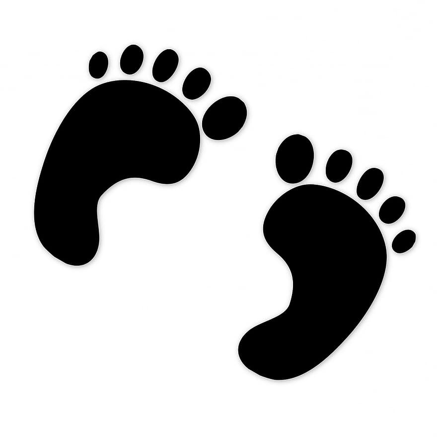 fotspor, fotavtrykk, svart, føtter, form, symbol, merke, spor