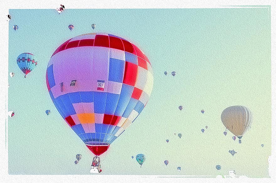 ballon, ciel, coloré, Voyage, aventure, bleu, transport, dom, des nuages, Contexte, flottant