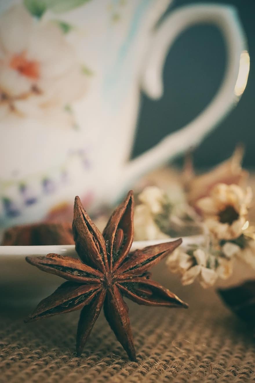 Star Anise, Spice, Food, Anise, Aroma, Tisane, Cup, Decoration, close-up, drink, table