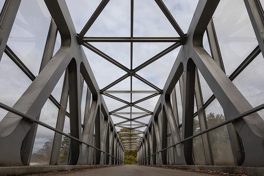 bro, vej, struktur, stålbro
