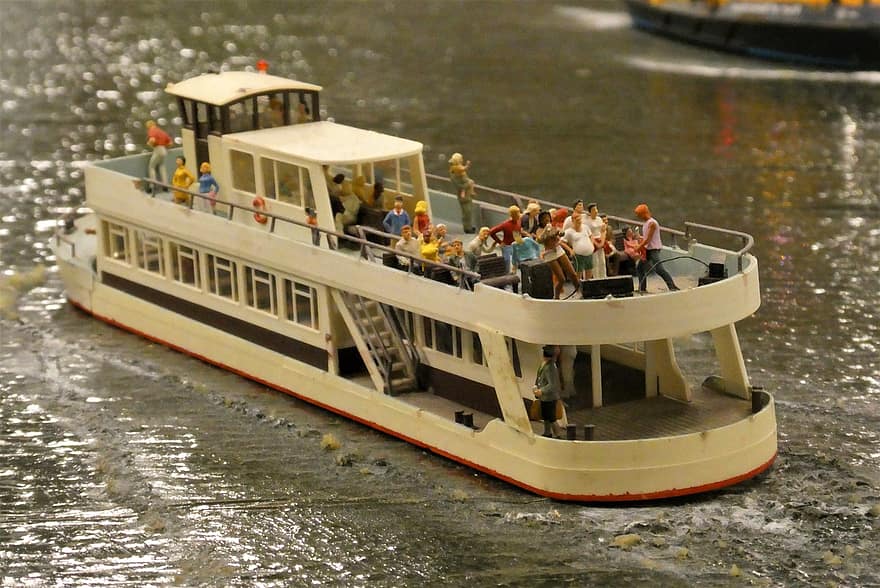 miniature, traversier, ferry-boat, figurines miniatures, mini monde, rotterdam, musée, la navigation de plaisance, navire nautique, eau, transport