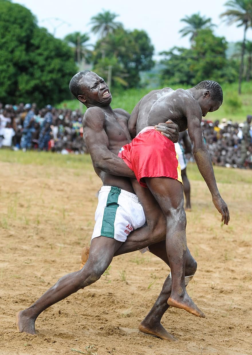 bekämpa, traditionell, brottare, Togo