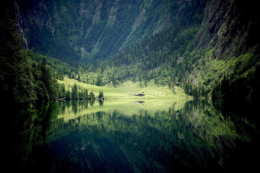 Lake, Mountains, Trees, Fields, Meadow, Conifers, Coniferous, Conifer Forest, Forest, Water Reflection, Reflection