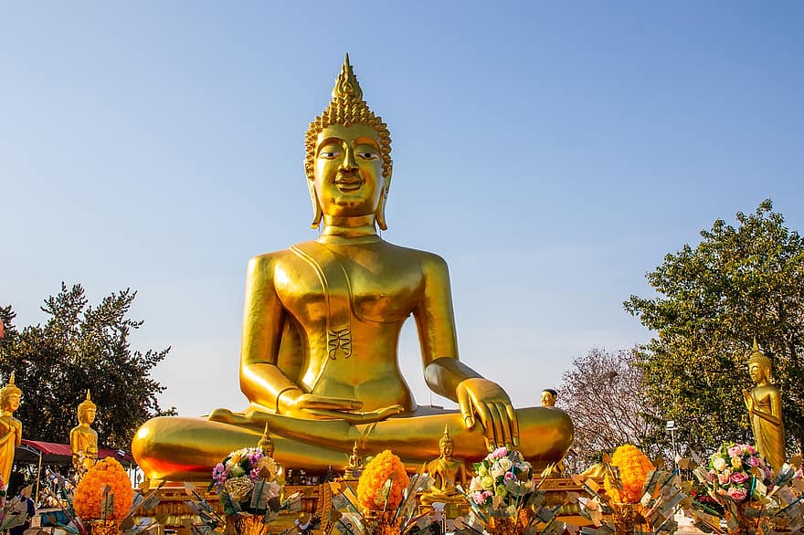 tempel, Boeddha, Boeddhisme, gouden, Thailand, Azië, pattaya, Grote boeddha, eten, cultuur, mijlpaal