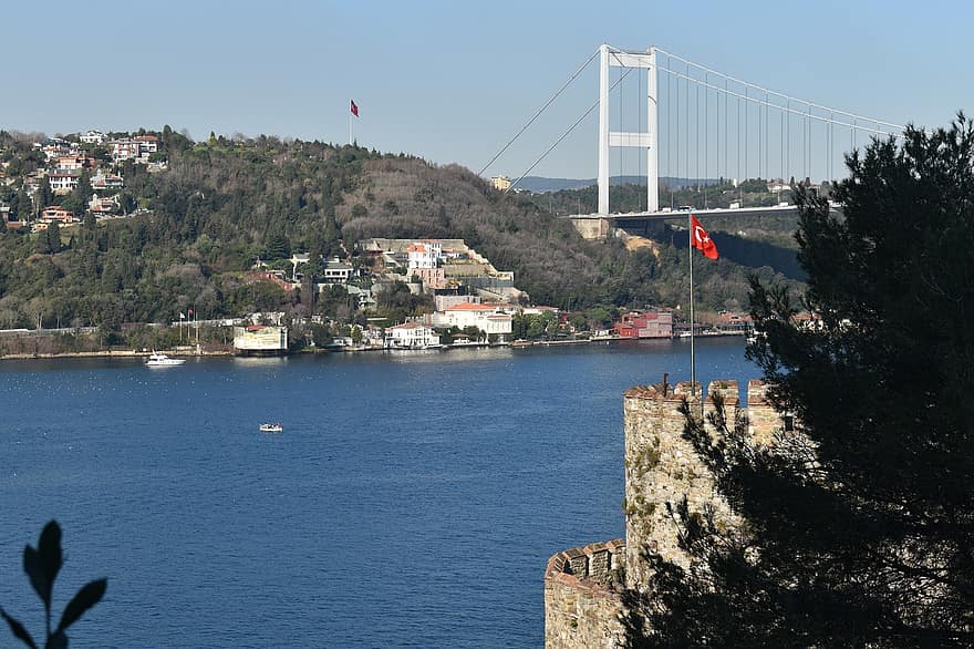 salmi, silta, kaupunki, linnoitus, linna, Rumeli, rumeli hisari, Istanbulin salmi, väylä, vesi, Istanbul