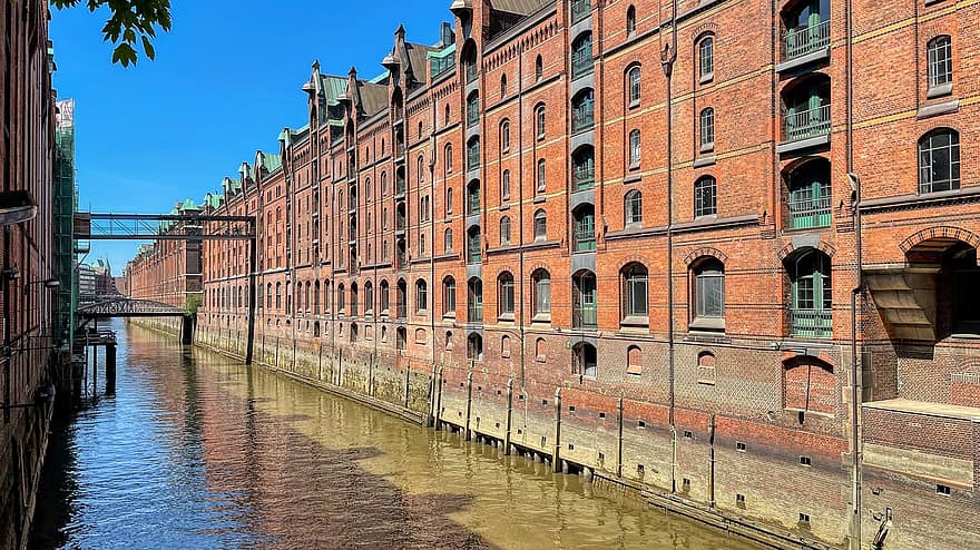 Hamburg, Gebäude, Kanal, Wasserweg, Fluss, städtisch, Stadt