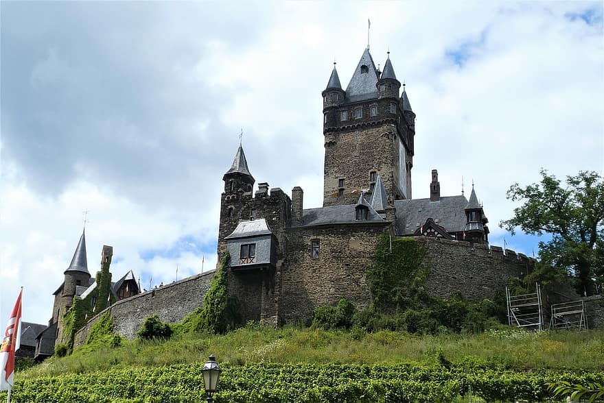 Schloss, cochem, Mosel, Deutschland, Geschichte, die Architektur, Verteidigung, sperren, Landschaft, Berge, Türme