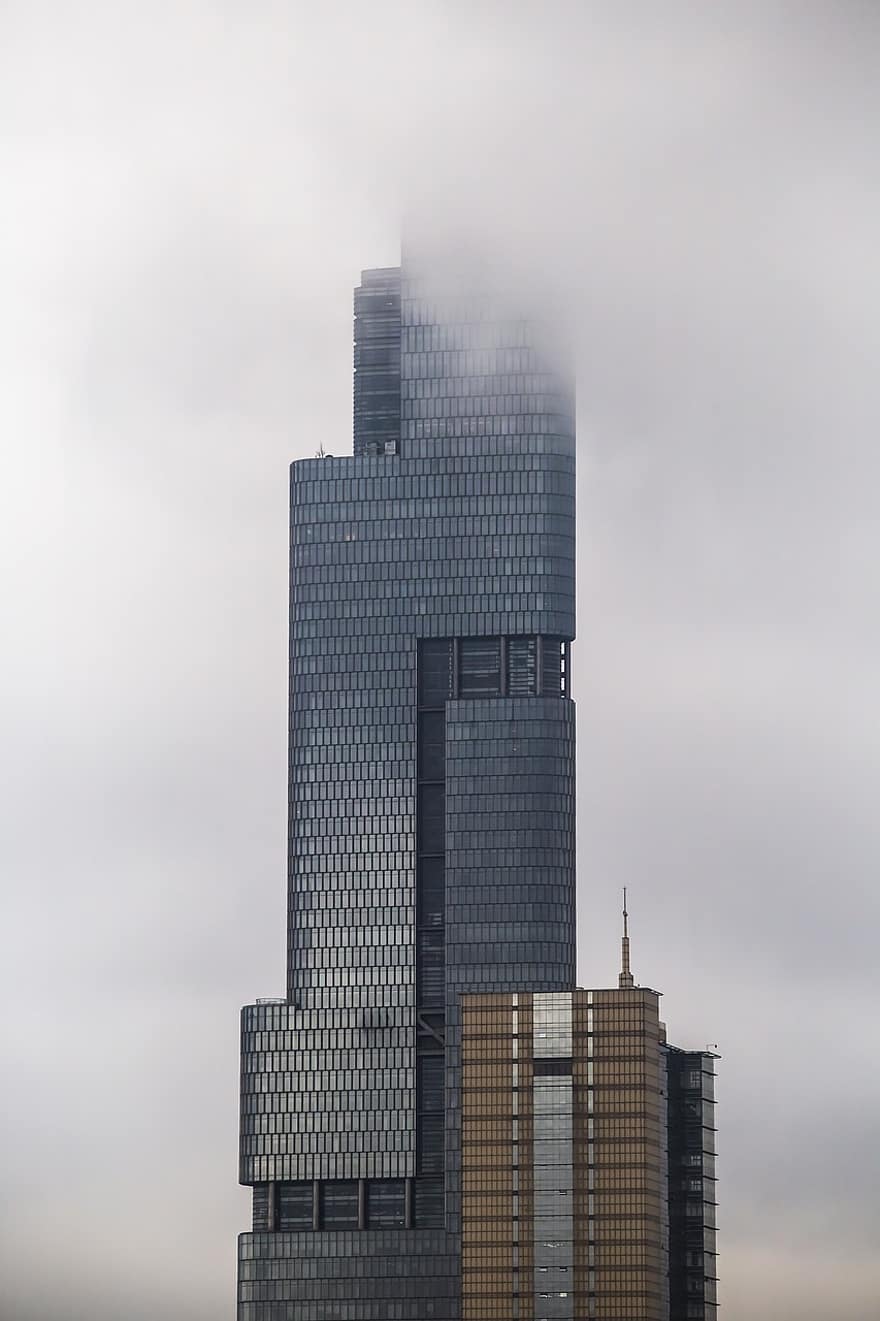 建築、建物、雲、超高層ビル、高い建物、ファサード、シティ、都市、南京