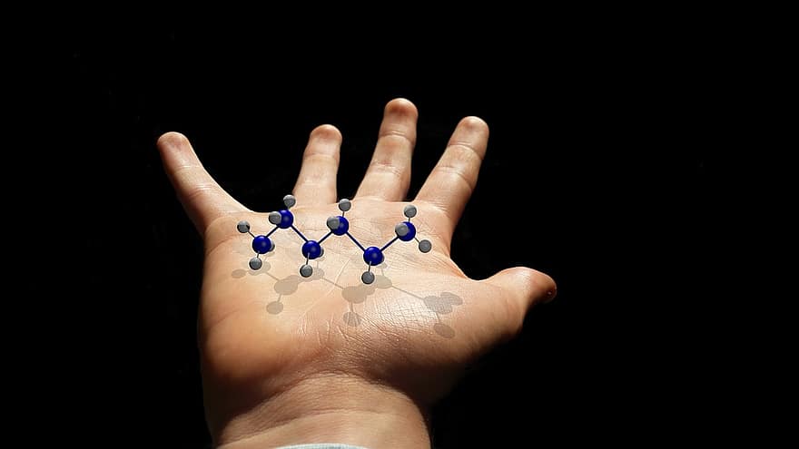 ruka, molekula, chemie, Věda, Hexan