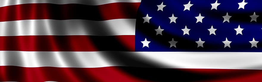bandeira, cabeçalho, EUA, América