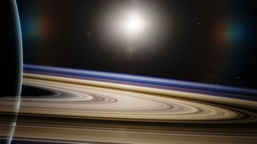 astronomie, Saturn, družice, planeta, prostor, prsteny, hvězda