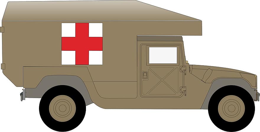 Medizinischer LKW, Militär-, Fahrzeug, Rettung, Humvee, Offroad, Jeep, Militärlastwagen
