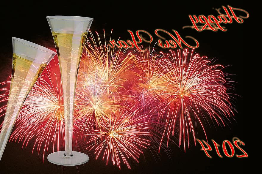 يوم السنة الجديدة ، ليلة رأس السنة ، سلفستر ، احتفل ، شامبانيا ، Sektfloeten ، كؤوس الشمبانيا ، البروستاتا ، متاخم ، عام ، سنة جديدة
