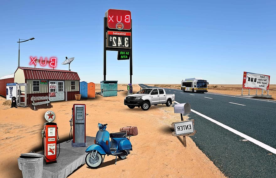 Gas Station, Rural, Countryside