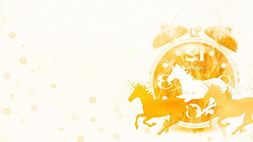Unicorn, Clock, Time, Horses, Horn, Mythical, Fictional, Fantasy, Transience, Watch, Golden