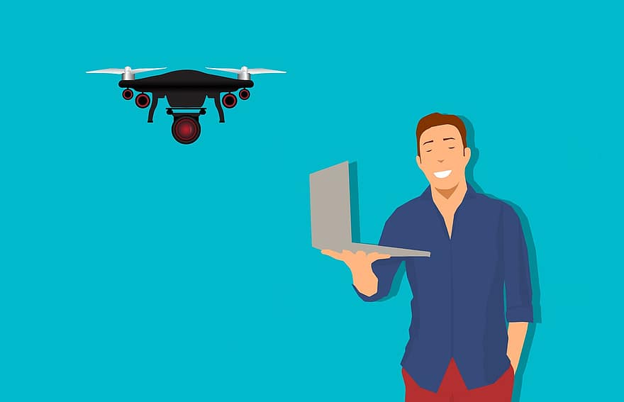 Drone, Camera, Laptop, Aerial, Aircraft, Aviation, Man, Communication, Computer, Control, Display