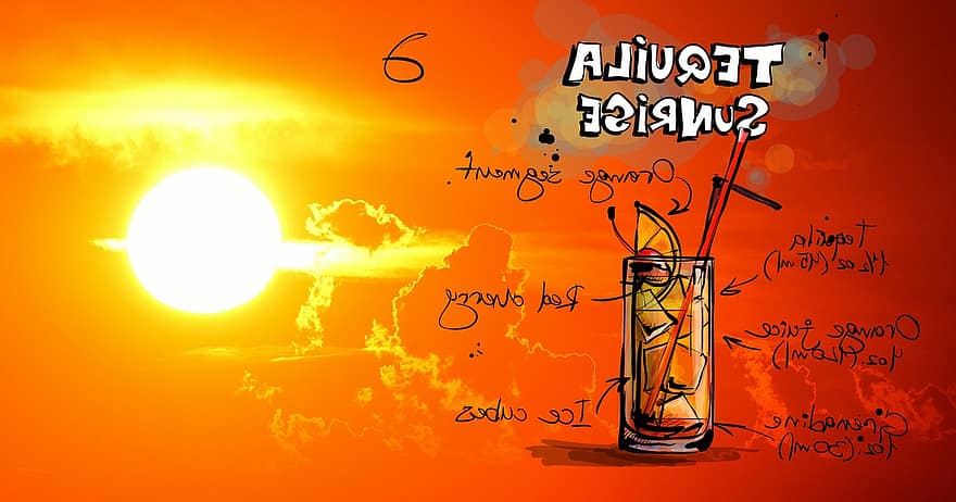 Tequila Matahari Terbit, koktail, minum, matahari terbenam, alkohol, resep, pesta, alkoholik, musim panas, merayakan, minuman
