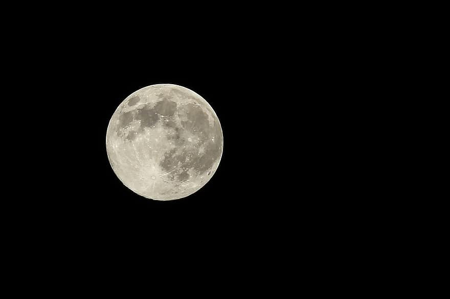 lună, cer, cratere, lună plină, lumina lunii, Luna, lunar, cer intunecat, întuneric