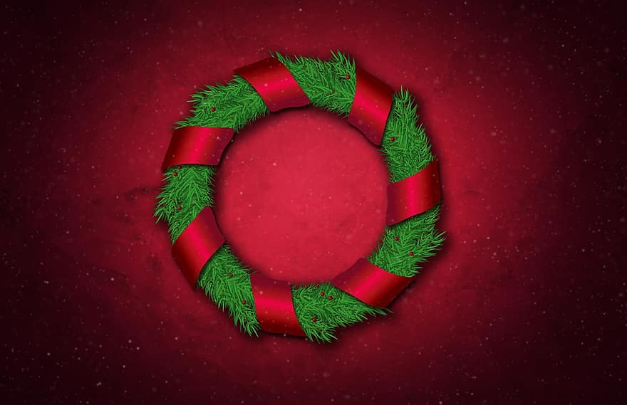 Navidad, guirnalda, cinta, arco, ornamento, rojo, vacaciones, brillante, deco, luces, diciembre