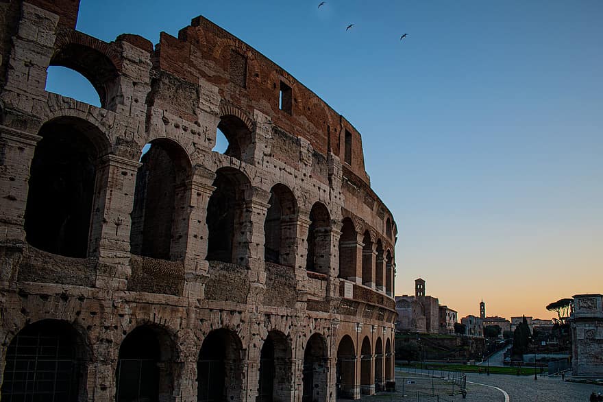 kolossejs, romiešu, drupas, roma, Itālija, amfiteātris, arhitektūra, senais, vēsturiska, kultūras, orientieris