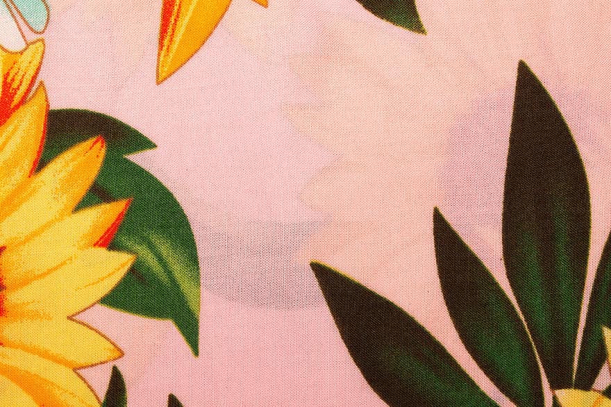 latar belakang kain, latar belakang bunga matahari, latar belakang bunga, kain, latar belakang kuning, tekstur, wallpaper, daun, latar belakang, ilustrasi, pola
