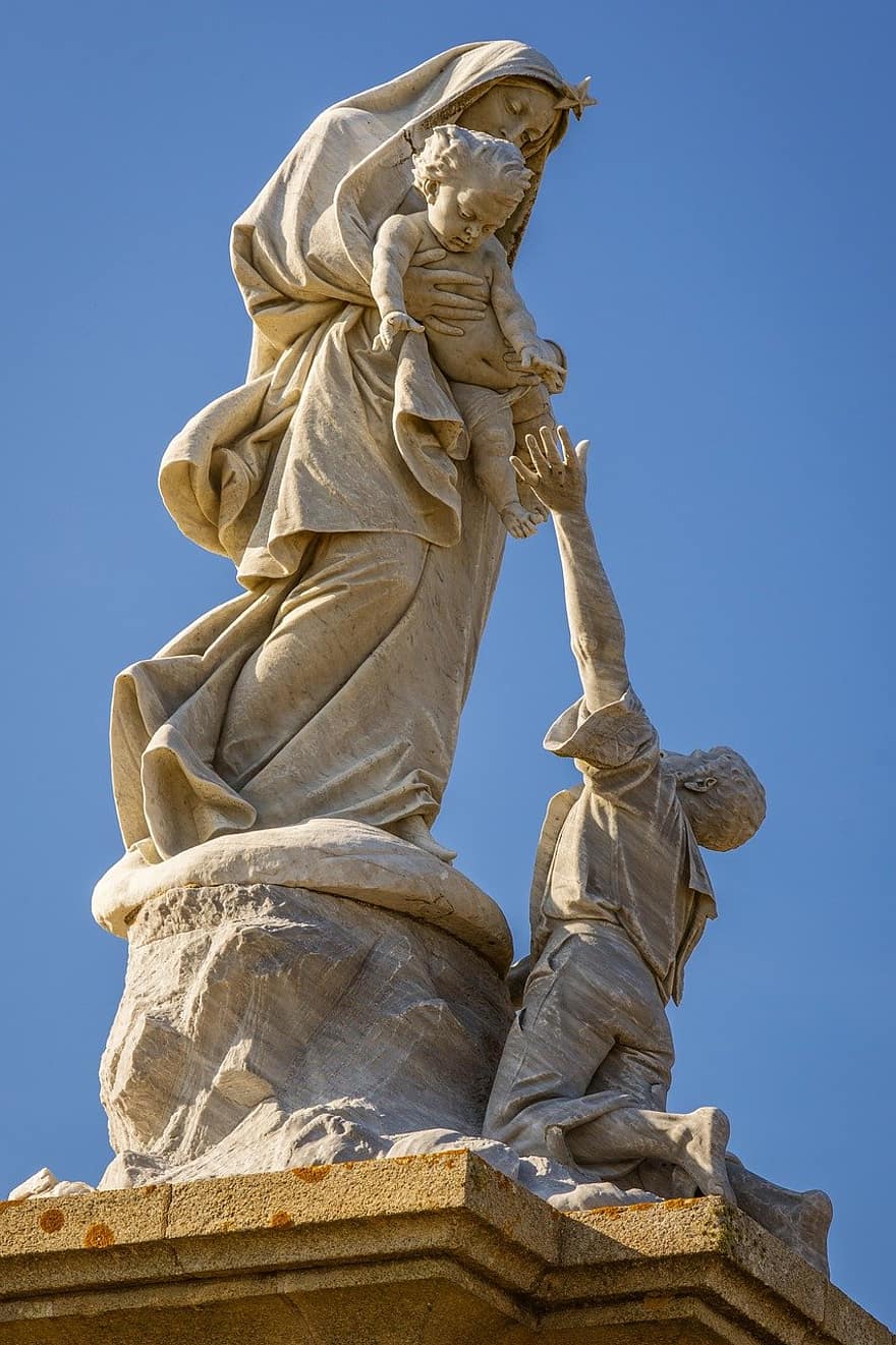 statula, skulptūra, Dievo Motina, Sudužusio laivo Dievo Motina, ekskursijos, pointe tu raz, Bretanė