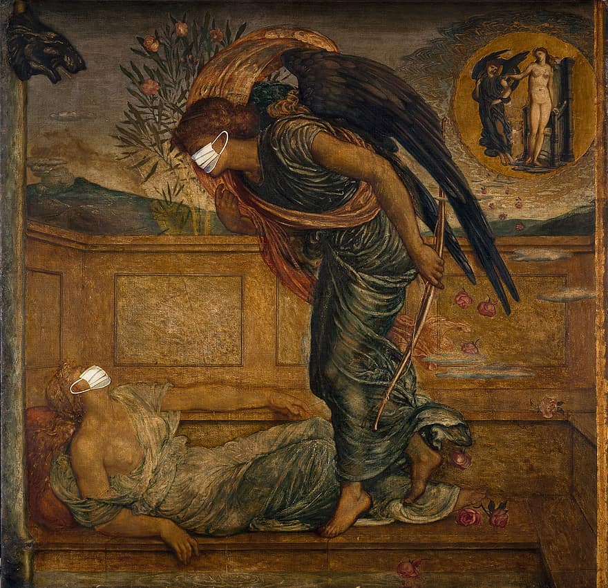 Cupido, pintura, covid-19, Prerafaelita, històric, famós, psique, Pintura marró