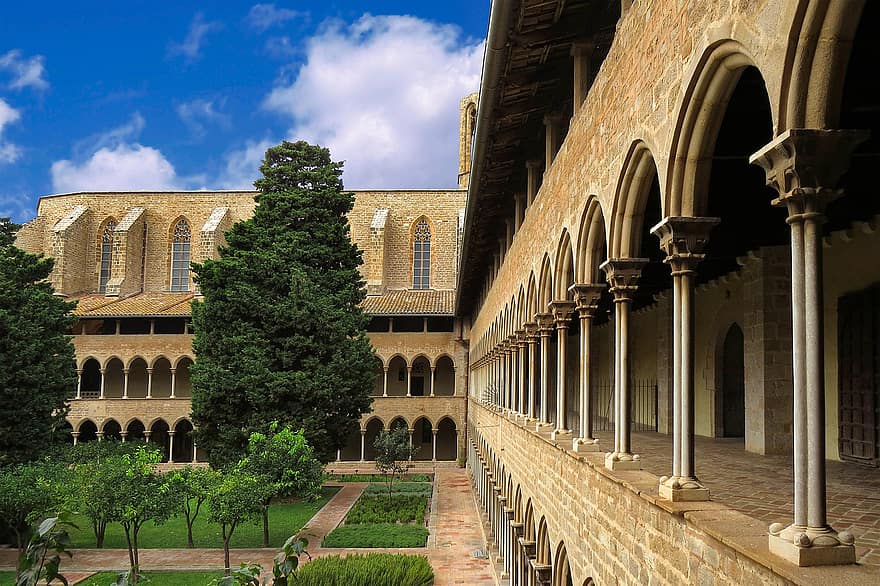 klooster, architectuur, steen, religieus, oud, Christendom, religie, Monasteri De Pedralbes, Barcelona, geloof, middeleeuws
