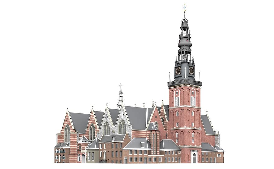 Oude, kerk, Amszterdam, építészet, épület, templom, látnivalók, történelmileg, turisták, vonzerő, tájékozódási pont