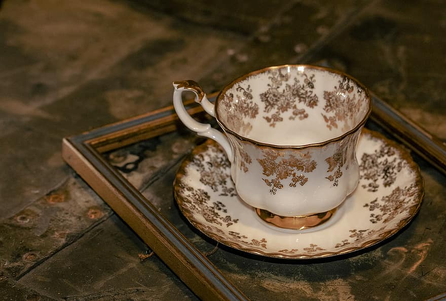 Teacup, Dishware, China, table, drink, close-up, coffee, crockery, old-fashioned, single object, backgrounds