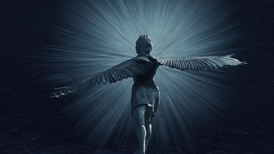 大天使、天使、スカイメッセンジャー、守護天使、翼、空、神秘的な、ファンタジー、天、守る