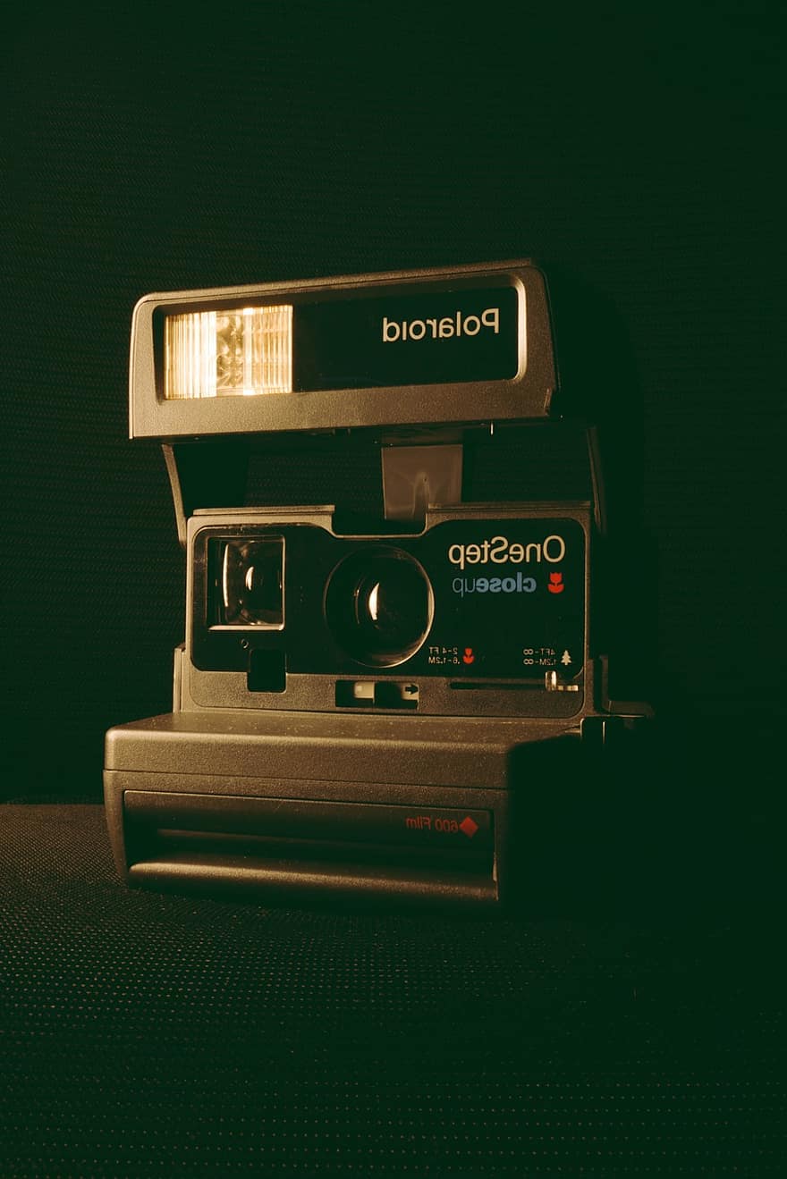 kamera, polaroid, årgang, retro, kontrast, gammel, grafisk udstyr, linse, optisk instrument, udstyr, gammeldags