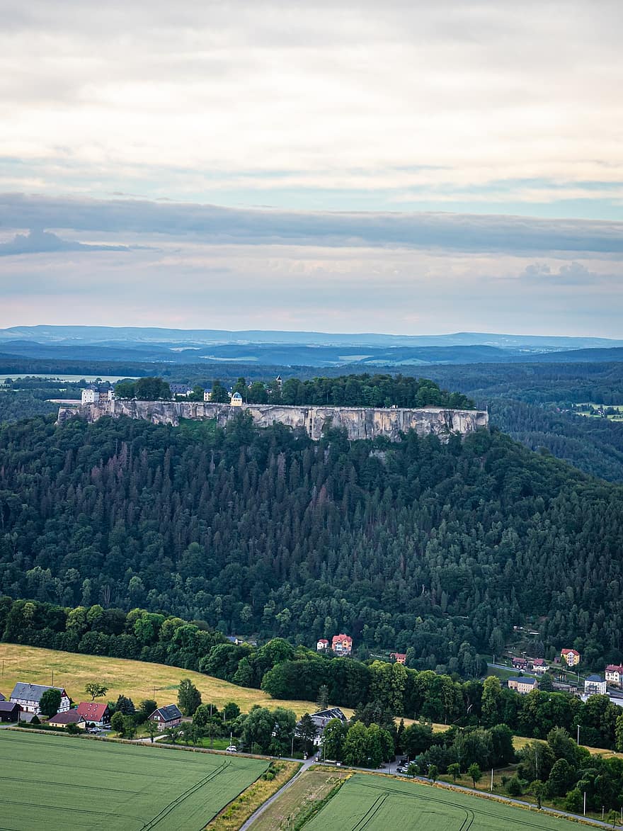 Königstein, slot, fæstning, arkitektur, middelalderen, væg, bygning, Tyskland, sten-, tårn, himmel