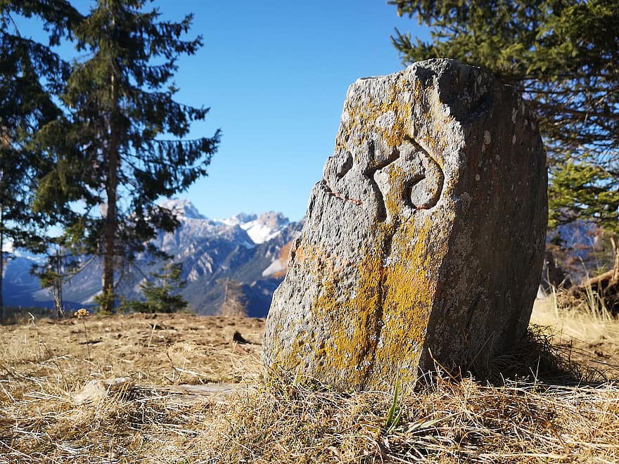 Stone, Rocks, Border Chips, Alps, Dolomites, mountain, forest, tree, grass, landscape, blue