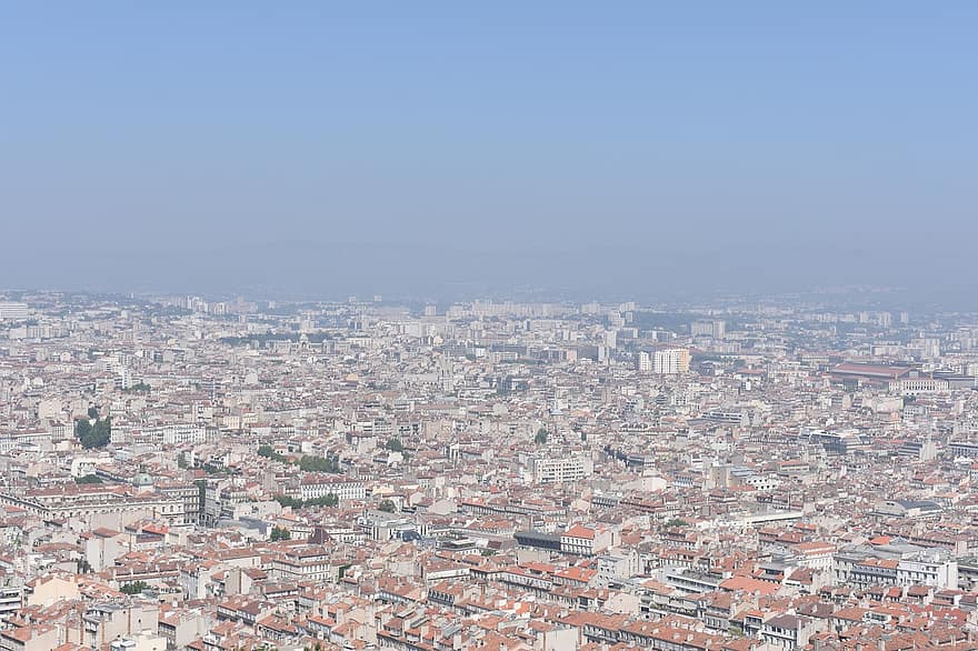 Marseille, Perancis, kota, tampak atas, eropa