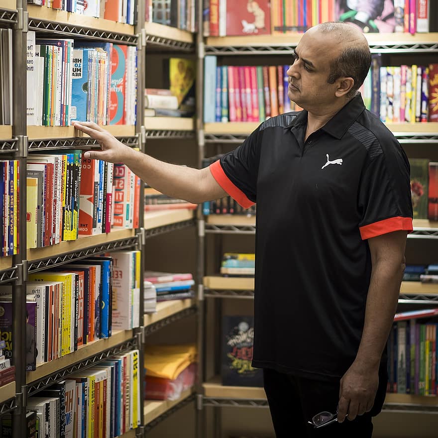 Dharmendra Rai, Mind Map Trainer, Bookstore, Library, Indian Author, Brain Literacy Trainer, Invisible Selling Trainer, Author, men, bookshelf, book
