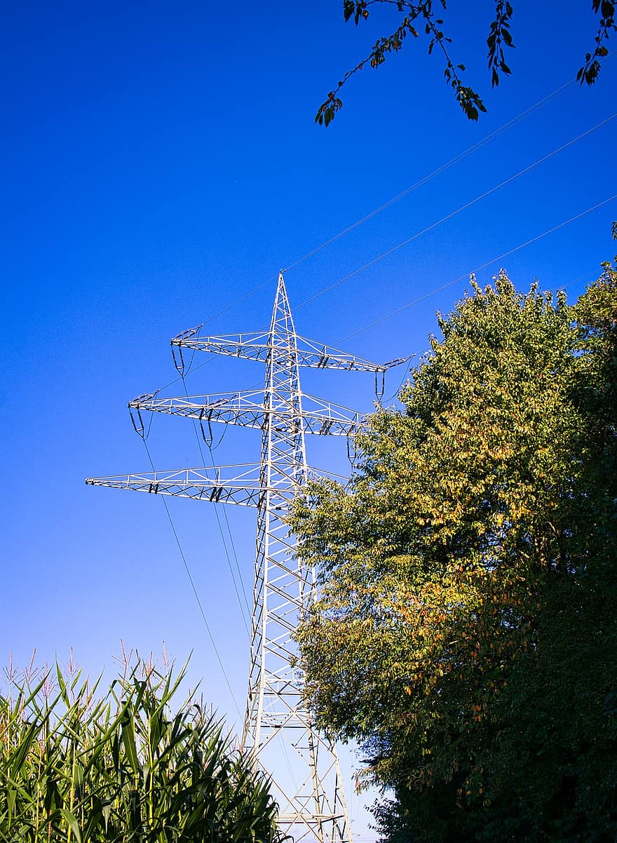 Strommast, Stromleitung, Hochspannung, Elektrizität