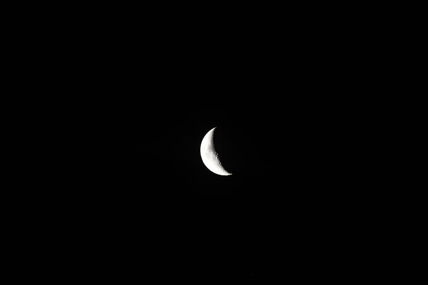 mėnulis, naktis, astronomija, pusmėnulio mėn