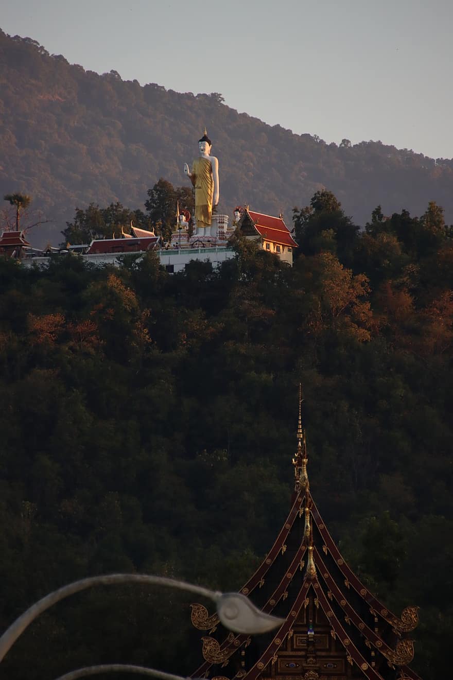 thai templom, chiang mai, wat phra, hogy doi suthep