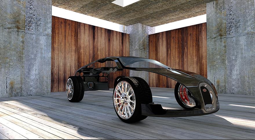 Bugatti, Veyron, Sports Car, Components, Automobile, Auto, Bolide, Prototype, Rendering, Texture, 3d