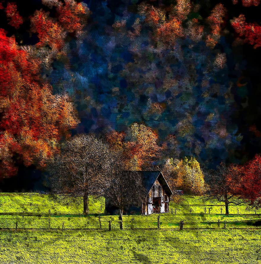 Stodola A Podzim, sezóna, venkovní, barva, odstín, Příroda, přírodní, cyklus, stodola, podzim, krajina