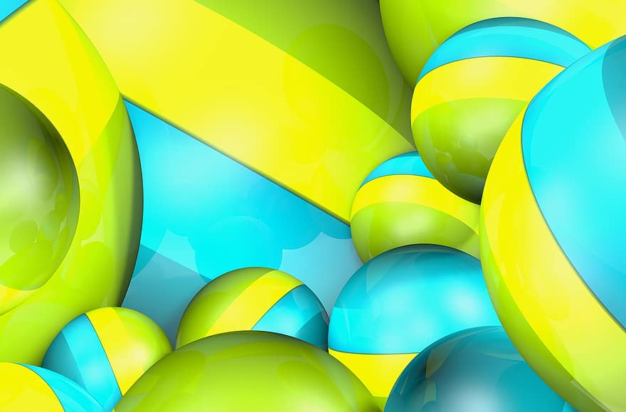 fond d'écran, des balles, perle, bleu, jaune, vert, 3d, Contexte