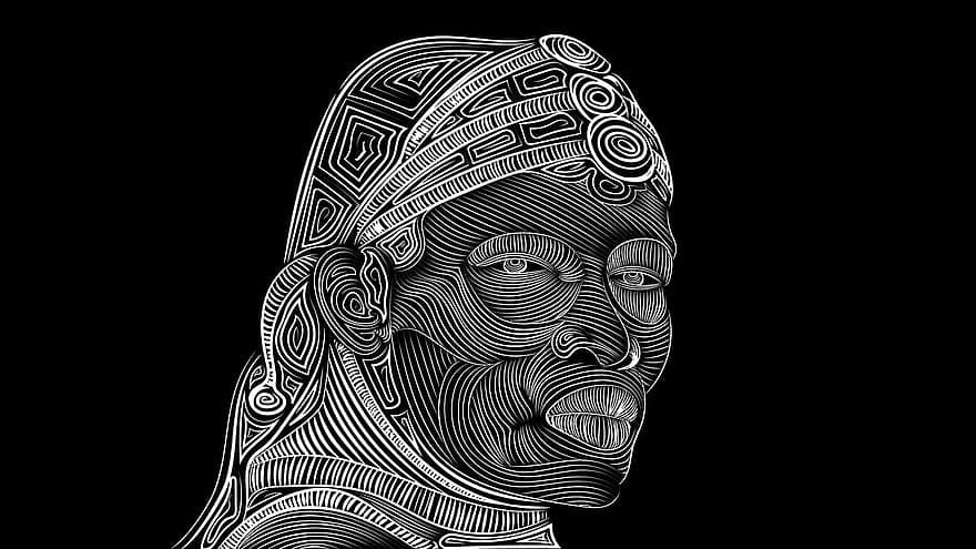 Massai, Stammes-, Zeichnung, schwarz, Weiß