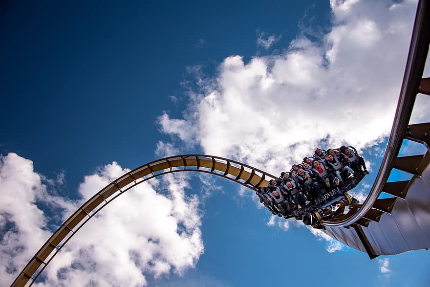 Roller Coaster, Liseberg, Sweden, Amusement Park, Gothenburg, Theme Park, blue, cloud, sky, fun, metal
