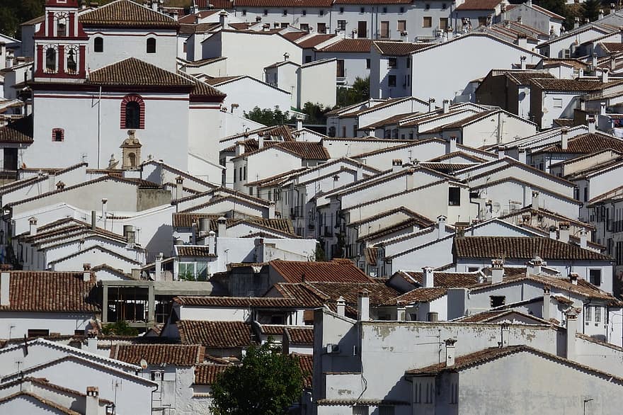 wioska, dom, miasto, Hiszpania, dach, architektura, pejzaż miejski, na zewnątrz budynku, stary, kultury, dachówka