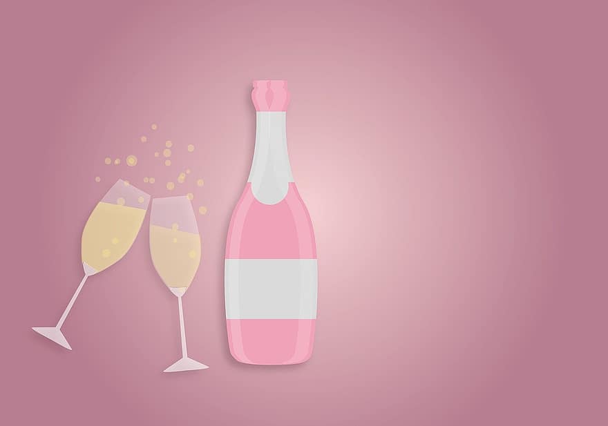 mousserende wijn, viering, nieuwjaarsdag, feest, huwelijk, uitnodiging, wijn, drinken, alcohol, fles, Champagne